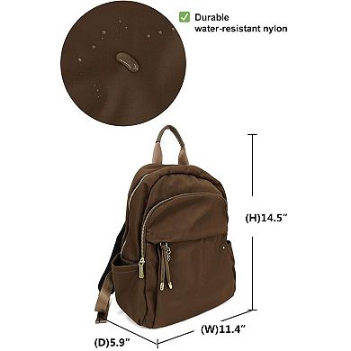 AKSZRI Women's Nylon Backpack -Water-Resistant Daypack for College&Travel,Fits 14"Laptop