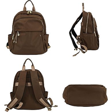 AKSZRI Women's Nylon Backpack -Water-Resistant Daypack for College&Travel,Fits 14"Laptop