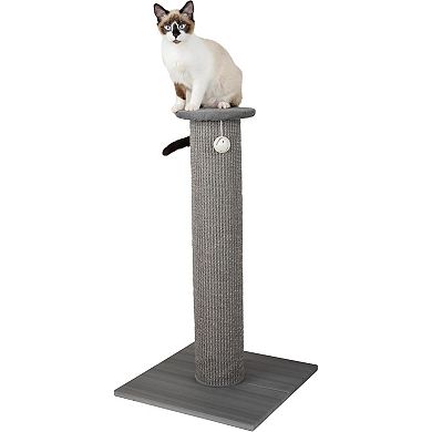 AKSZRI 32" Sisal Cat Scratching Post with Hanging Toy & Sturdy Base, Gray