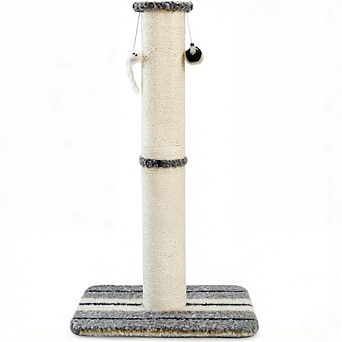 AKSZRI 38"Heavy Duty Cat Scratching Post-Thick Sisal Rope with Hanging Ball&Mice,Grey