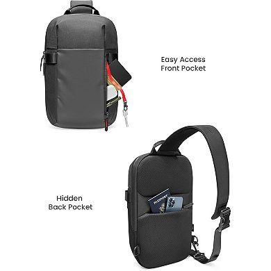 AKSZRI 7L Sling Backpack - Crossbody Daypack for 14" MacBook & 13" iPad, EDC Bag for Work & Travel