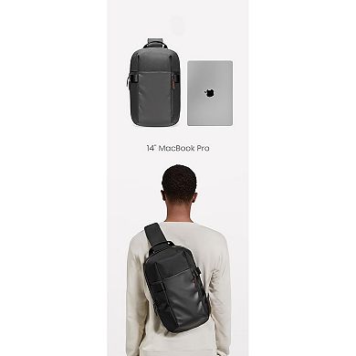 AKSZRI 7L Sling Backpack - Crossbody Daypack for 14" MacBook & 13" iPad, EDC Bag for Work & Travel