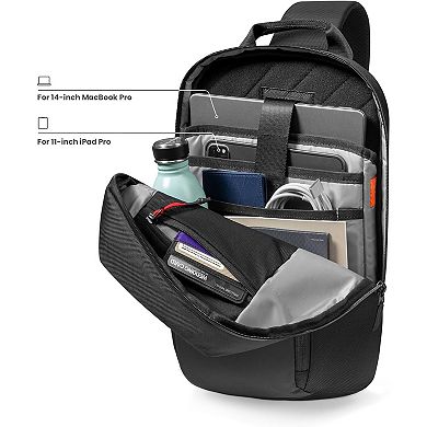 AKSZRI 7L Sling Backpack - Crossbody Daypack for 14" MacBook & 13" iPad, EDC Bag for Work & Travel