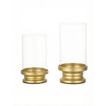 Great Ambitions Hurricane Candle Holder Set of 2, Glass Sleeve for Christmas Wedding Fireplace Decor