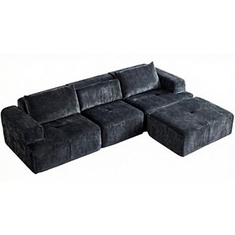 AKSZRI 108" Modular L-Shape Sectional Sofa - Cloud Couch with Deep Seat & Pillows,Grey