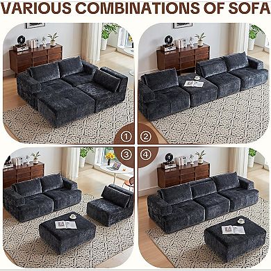 AKSZRI 108" Modular L-Shape Sectional Sofa - Cloud Couch with Deep Seat & Pillows,Grey