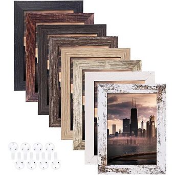 Set of 8 Rustic Multi Wood-Color 4x6 Picture Frames Wall & Tabletop Decor for Home & Office