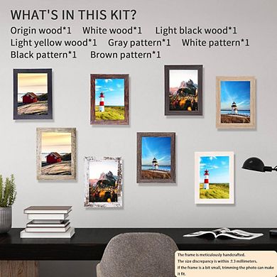 Set of 8 Rustic Multi Wood-Color 4x6 Picture Frames Wall & Tabletop Decor for Home & Office