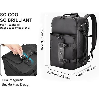 AKSZRI 40L Travel Backpack - Flight Approved, Water-Resistant, Fits 17.3" Laptop, Black