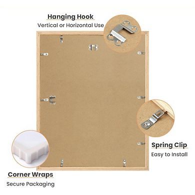 Great Ambitions Set of 3 Natural Solid Wooden 16x20 Frames - Display 11x14 with Mat or 16x20 Without