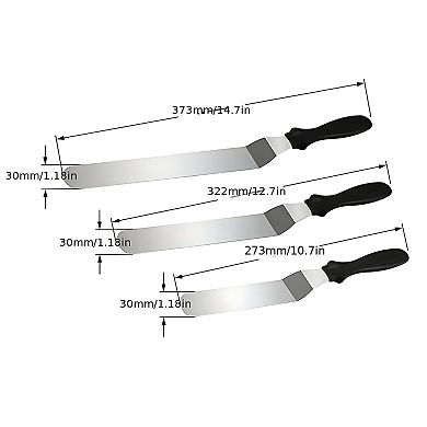 3 Pcs Stainless Steel Icing Spatula - Cake Smoothing Knife Set