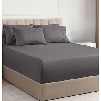 Extra Deep Queen Sheet Set - 6 pc Breathable and Cooling Sheets - Wrinkle Free and Comfy - Grey