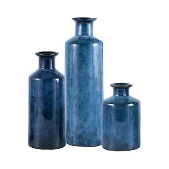 3 Rustic Farmhouse Ceramic Ornamental Vase Set