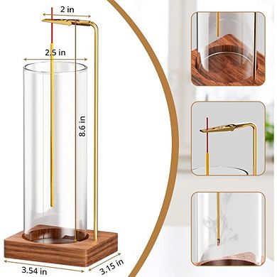 Great Ambitions 2-Pack Anti-Ash Incense Holders with Glass Catcher for Yoga & Home