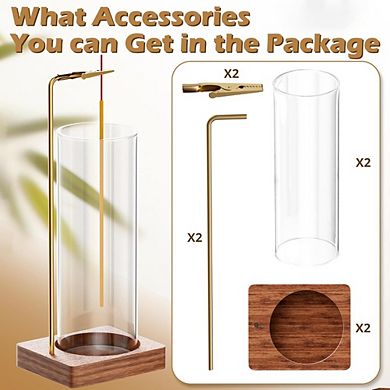 Great Ambitions 2-Pack Anti-Ash Incense Holders with Glass Catcher for Yoga & Home
