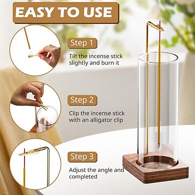 Great Ambitions 2-Pack Anti-Ash Incense Holders with Glass Catcher for Yoga & Home