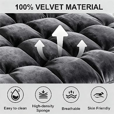 AKSZRI 3-in-1 Velvet Convertible Sofa Bed - Pull-Out Sleeper with Adjustable Backrest, Dark Gray