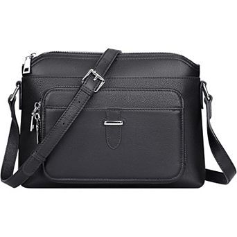 AKSZRI Leather Crossbody Bag for Women - Small Handbag with Card Slots