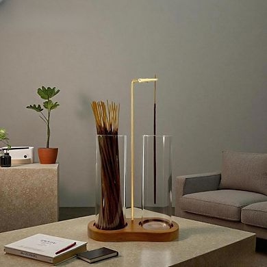 Great Ambitions 2-in-1 Glass Incense Holder with Storage & Ash Catcher, for Yoga Spa Room Decor
