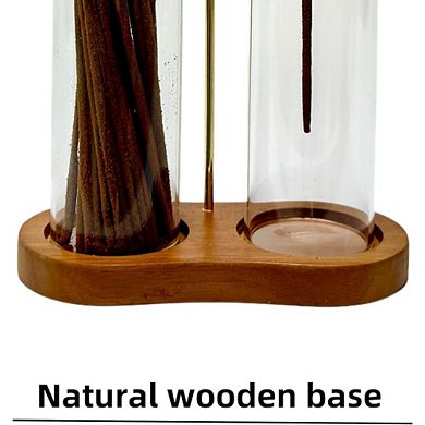 Great Ambitions 2-in-1 Glass Incense Holder with Storage & Ash Catcher, for Yoga Spa Room Decor