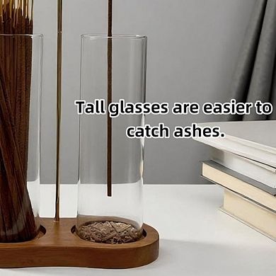 Great Ambitions 2-in-1 Glass Incense Holder with Storage & Ash Catcher, for Yoga Spa Room Decor