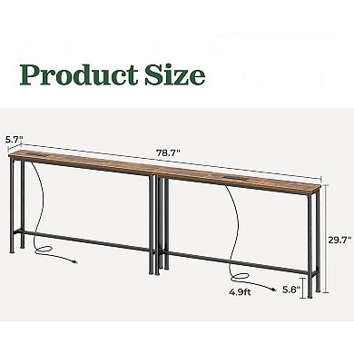 78.8 inch Narrow Console Table with Outlet, Sofa Tables, Behind Couch Table, Long Entryway Tables