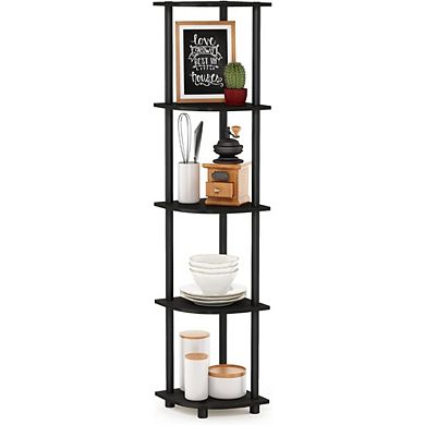 Great Ambitions 5-Tier Corner Bookshelf, Open Storage Shelf for Living Room, Bedroom, Home Office