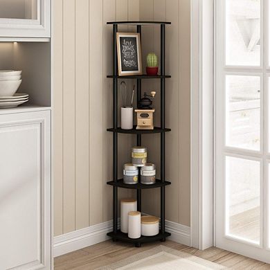 Great Ambitions 5-Tier Corner Bookshelf, Open Storage Shelf for Living Room, Bedroom, Home Office