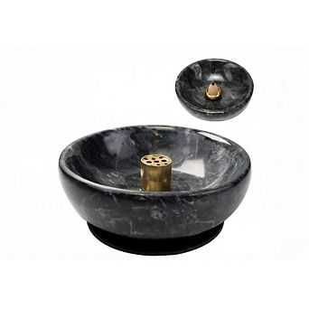 Great Ambitions Handmade Marble Incense Burner for Meditation & Decor Black 1 pk