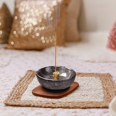 Great Ambitions Handmade Marble Incense Burner for Meditation & Decor Black 1pk