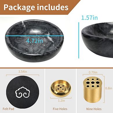 Great Ambitions Handmade Marble Incense Burner for Meditation & Decor Black 1pk