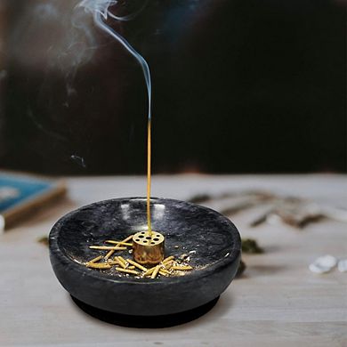 Great Ambitions Handmade Marble Incense Burner for Meditation & Decor Black 1pk