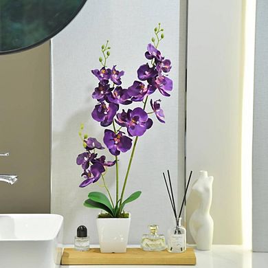 Artificial Orchid Plant in Ceramic Vase