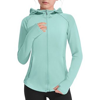 Girls' Lightweight Zip-Up Athletic Hoodie Long Sleeve Fishing Hiking Sun Protection Outwear