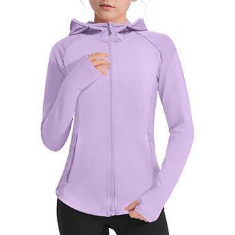 Girls' Lightweight Zip-Up Athletic Hoodie Long Sleeve Fishing Hiking Sun Protection Outwear