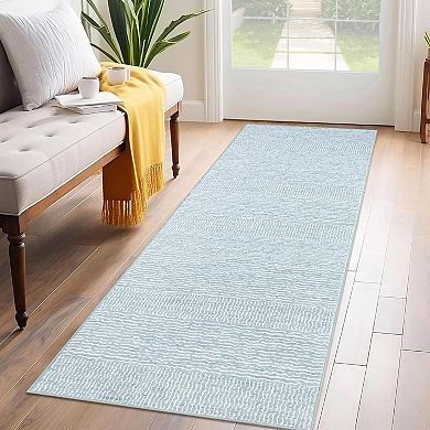 Solid Color Area Rug, Subtle Textured Pattern, Machine Washable Soft Living Room Rug