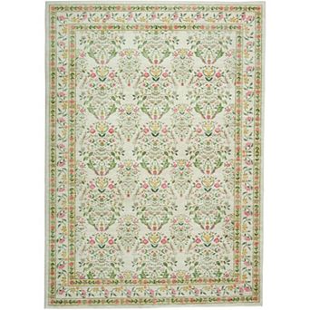 Floral Border Area Rug, Fresh & Natural Design Machine Washable Carpet