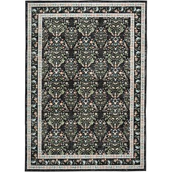 Floral Border Area Rug, Fresh & Natural Design Machine Washable Carpet