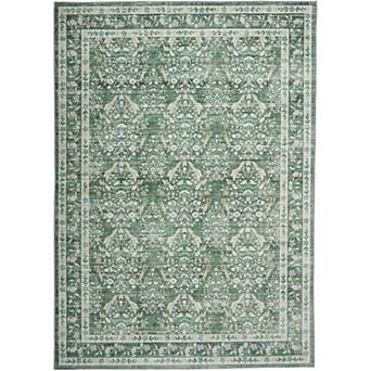 Floral Border Area Rug, Fresh & Natural Design Machine Washable Carpet