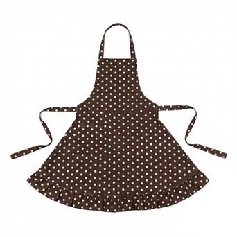 Polka Dot Kitchen Apron with Adjustable Neck Strap Front Pocket and Ruffled Hem