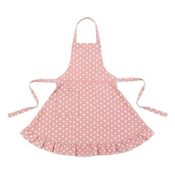 Polka Dot Kitchen Apron with Adjustable Neck Strap Front Pocket and Ruffled Hem