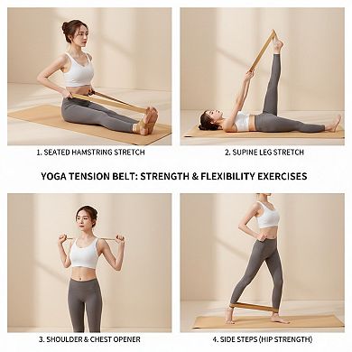 Yoga Stretch Strap 2 Pack Non Elastic Poly Cotton Webbing with Adjustable Metal Buckle