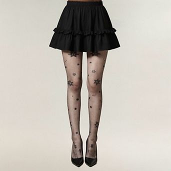 Women's Sheer Tights with Glitter Star Pattern Design