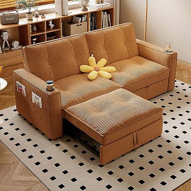 2-in-1 Multifunctional Convertible Sofa Bed, Steel Frame Sleeper Couch for Apartment Use Living