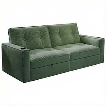 2-in-1 Multifunctional Convertible Sofa Bed, Steel Frame Sleeper Couch for Apartment Use Living