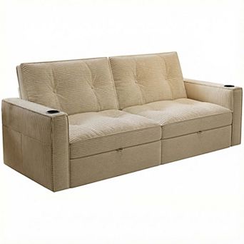 2-in-1 Multifunctional Convertible Sofa Bed, Steel Frame Sleeper Couch for Apartment Use Living