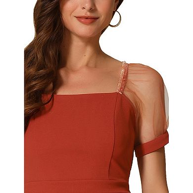 Women's Square Neck Elegant Puffy Sleeve Peplum Tops