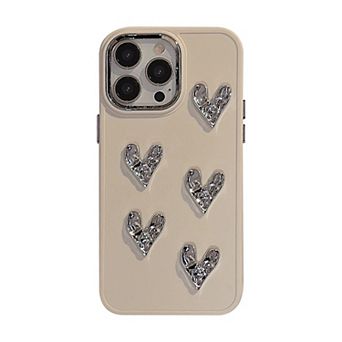 Heart Accent Phone Case with Raised Metallic Heart Details
