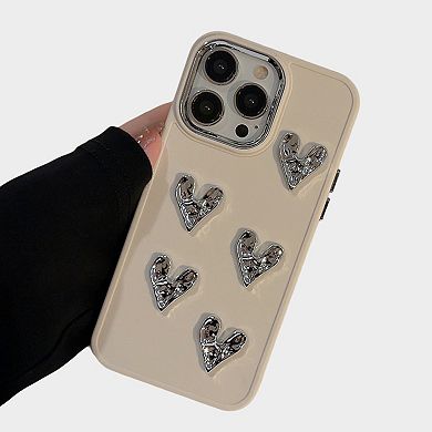 Heart Accent Phone Case with Raised Metallic Heart Details