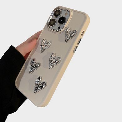 Heart Accent Phone Case with Raised Metallic Heart Details